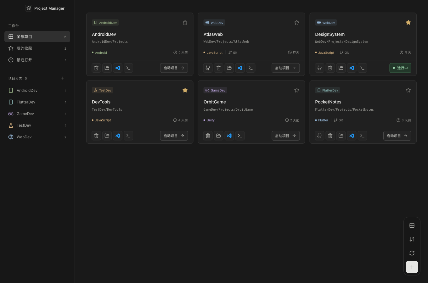 BKProjectManager 仓库中的工作空间截图